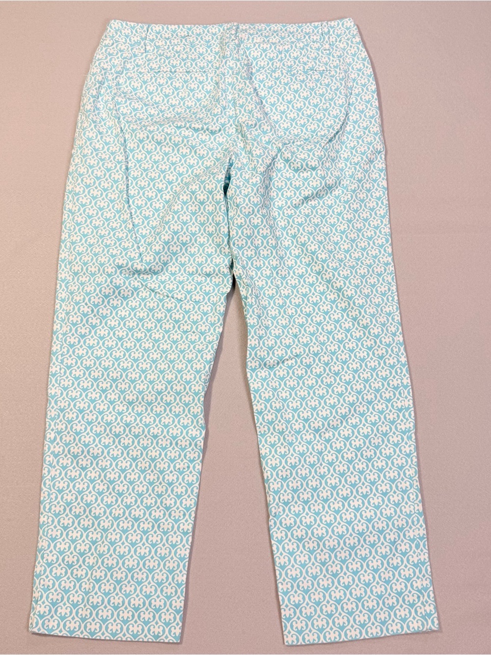 Talbots Perfect Crop Pants Women’s Size 6 Blue/Aqua White Print Stretch Cotton - Picture 10 of 16